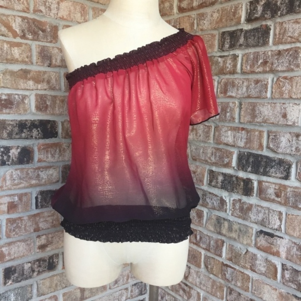 J.e.w.e.l.s One Shoulder Metallic Sheer Top S